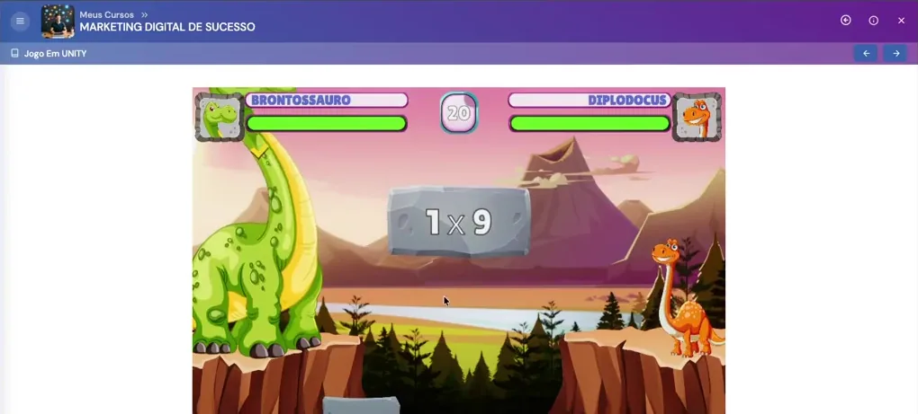 Jogo interativo dentro da trilha de um curso
