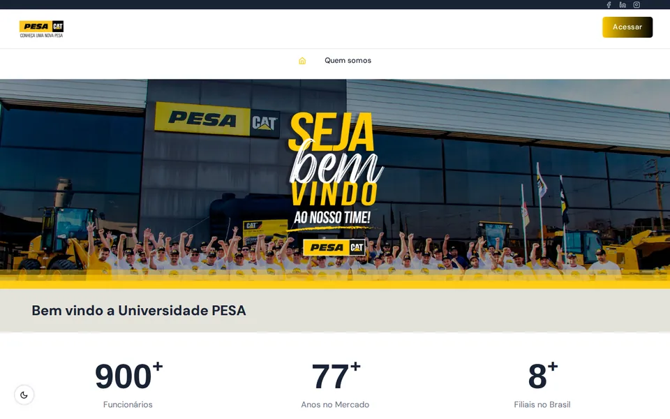 Página inicial da Universidade PESA